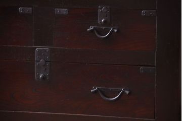 アンティーク家具　欅材と檜材!高級感あふれる和製アンティークの収納箪笥サイドボード(水屋箪笥)