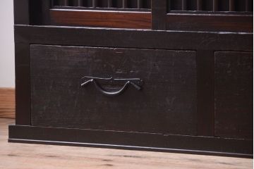 アンティーク家具　古民具・骨董　明治期　和モダンスタイル!収納箪笥ローボード(水屋箪笥、テレビ台、キャビネット、収納棚)(3)