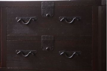 アンティーク家具　古民具・骨董　明治期　和モダンスタイル!収納箪笥ローボード(水屋箪笥、テレビ台、キャビネット、収納棚)(3)