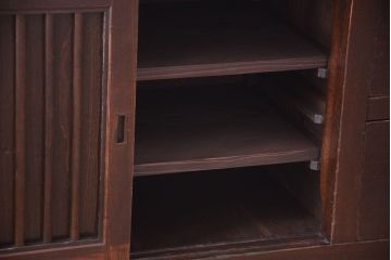 アンティーク家具　古民具・骨董　明治期　和モダンスタイル!収納箪笥ローボード(水屋箪笥、テレビ台、キャビネット、収納棚)(3)
