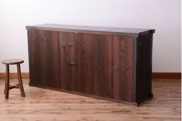 アンティーク家具　古民具・骨董　明治期　和モダンスタイル!収納箪笥ローボード(水屋箪笥、テレビ台、キャビネット、収納棚)(3)