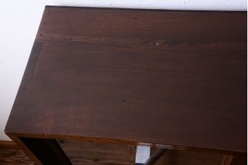 アンティーク家具　三方栗材!ネームプレート付きマス目収納戸棚(1)