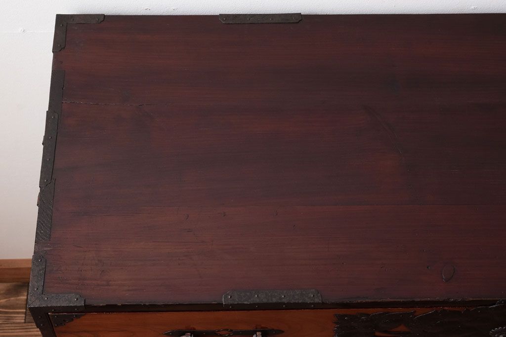 アンティーク家具　前面欅材　古民具・骨董　明治〜大正期のアンティーク最上箪笥
