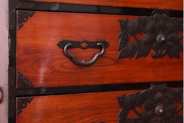 アンティーク家具　前面欅材　古民具・骨董　明治〜大正期のアンティーク最上箪笥
