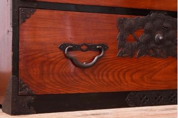 アンティーク家具　前面欅材　古民具・骨董　明治〜大正期のアンティーク最上箪笥