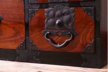 アンティーク家具　前面欅材　古民具・骨董　明治〜大正期のアンティーク最上箪笥