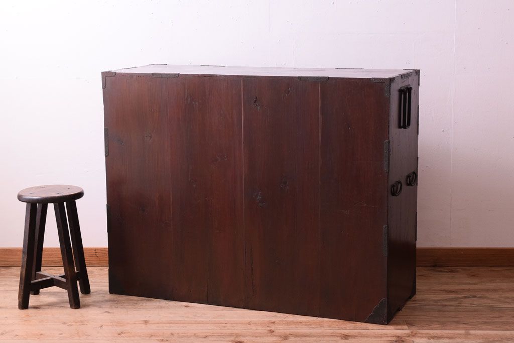 アンティーク家具　前面欅材　古民具・骨董　明治〜大正期のアンティーク最上箪笥