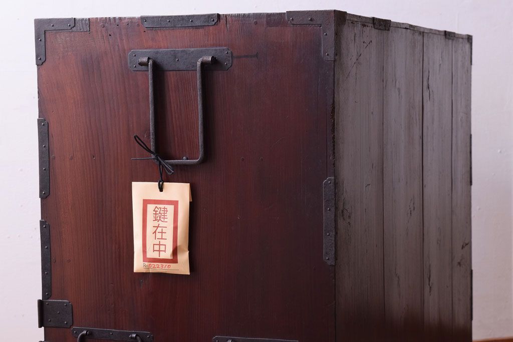 アンティーク家具　前面欅材　古民具・骨董　明治〜大正期のアンティーク最上箪笥