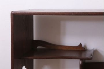 アンティーク家具　縞黒檀材と桑材!貴重な蛇腹扉の和製アンティーク収納棚(戸棚)