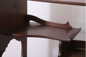 アンティーク家具　縞黒檀材と桑材!貴重な蛇腹扉の和製アンティーク収納棚(戸棚)