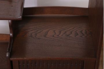 アンティーク家具　縞黒檀材と桑材!貴重な蛇腹扉の和製アンティーク収納棚(戸棚)