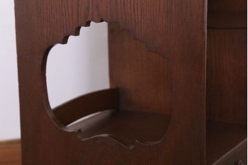 アンティーク家具　縞黒檀材と桑材!貴重な蛇腹扉の和製アンティーク収納棚(戸棚)