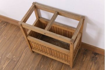 アンティーク雑貨　ビンテージ　ナラ材　古い木製の傘立て