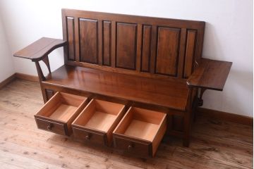 中古　松本民芸家具　羽根付ベンチ(定価約56万円)