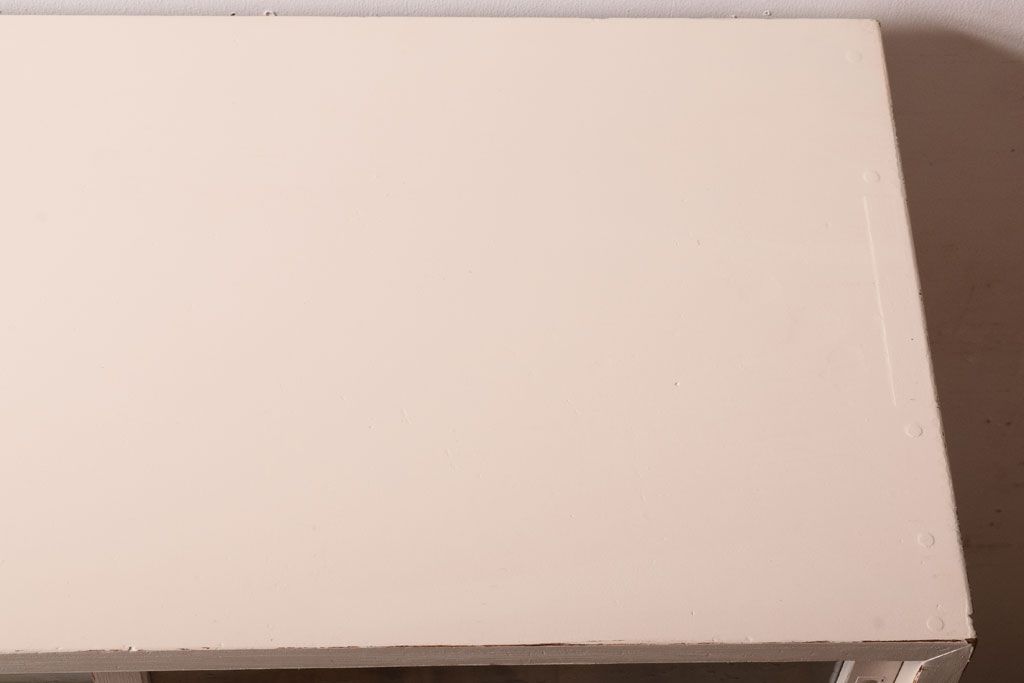 アンティーク家具　アンティークペイント　引き出し付き!気泡・すりガラス入りのおしゃれな戸棚(収納棚)(2)