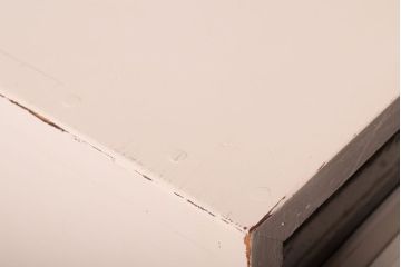 アンティーク家具　アンティークペイント　引き出し付き!気泡・すりガラス入りのおしゃれな戸棚(収納棚)(2)