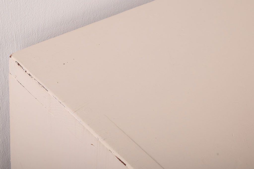 アンティーク家具　アンティークペイント　引き出し付き!気泡・すりガラス入りのおしゃれな戸棚(収納棚)(2)