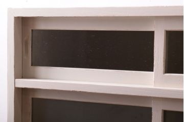 アンティーク家具　アンティークペイント　引き出し付き!気泡・すりガラス入りのおしゃれな戸棚(収納棚)(2)