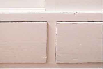 アンティーク家具　アンティークペイント　引き出し付き!気泡・すりガラス入りのおしゃれな戸棚(収納棚)(2)