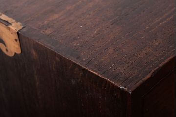 アンティーク家具　三方栗材!古い木製のシンプルな衣装箪笥(時代箪笥ローボード)