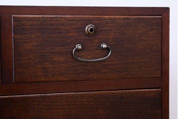 アンティーク家具　三方栗材!古い木製のシンプルな衣装箪笥(時代箪笥ローボード)