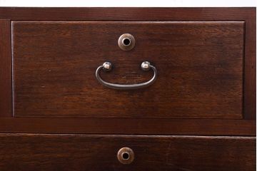 アンティーク家具　三方栗材!古い木製のシンプルな衣装箪笥(時代箪笥ローボード)