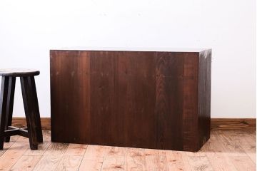 アンティーク家具　三方栗材!古い木製のシンプルな衣装箪笥(時代箪笥ローボード)