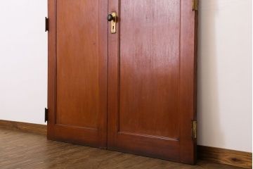 両開き　結霜ガラス入り!シンプルな木製アンティークドア2枚1対