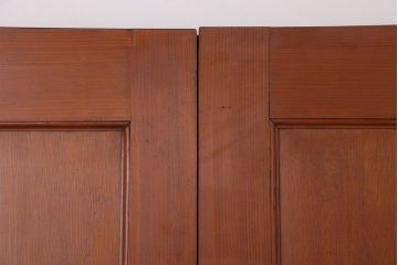 両開き　結霜ガラス入り!シンプルな木製アンティークドア2枚1対