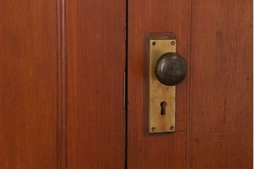 両開き　結霜ガラス入り!シンプルな木製アンティークドア2枚1対