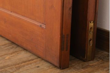 両開き　結霜ガラス入り!シンプルな木製アンティークドア2枚1対