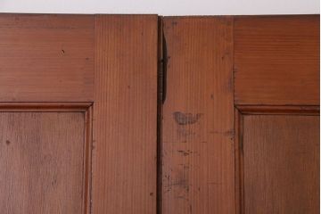 両開き　結霜ガラス入り!シンプルな木製アンティークドア2枚1対