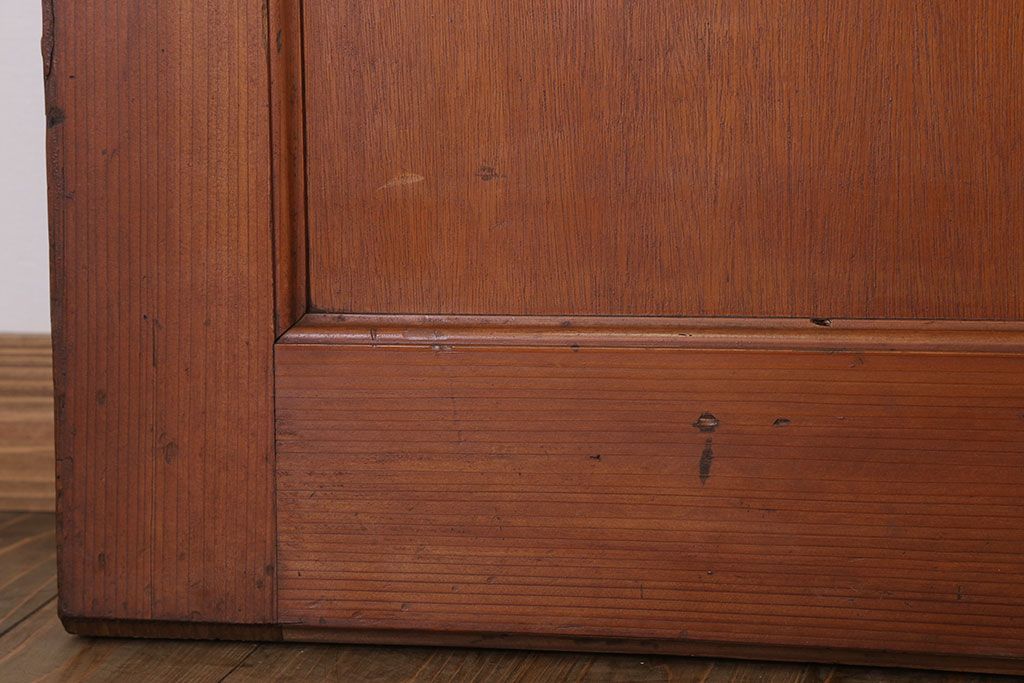 両開き　結霜ガラス入り!シンプルな木製アンティークドア2枚1対