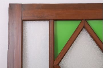 大正ロマン　色ガラス・ダイヤガラス入り!古い木製のドア