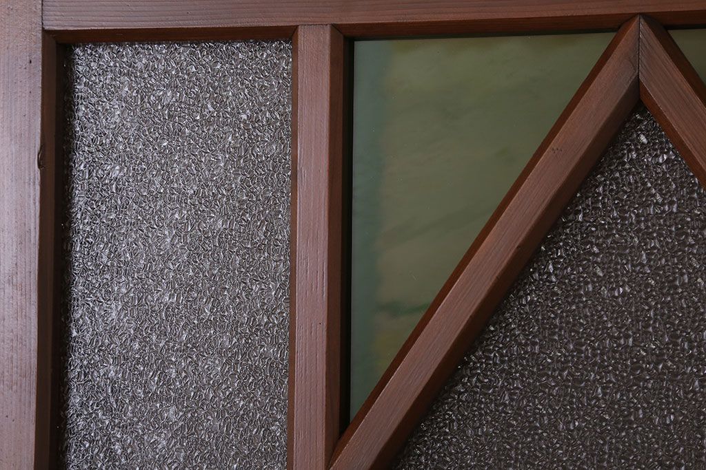 大正ロマン　色ガラス・ダイヤガラス入り!古い木製のドア