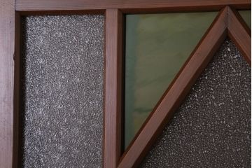 大正ロマン　色ガラス・ダイヤガラス入り!古い木製のドア