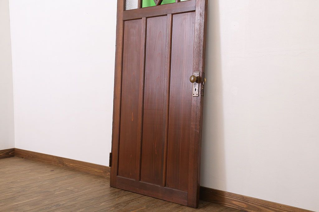 大正ロマン　色ガラス・ダイヤガラス入り!古い木製のドア