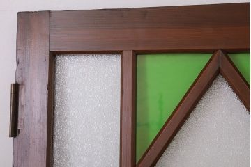 大正ロマン　色ガラス・ダイヤガラス入り!古い木製のドア