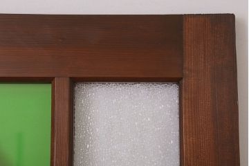 大正ロマン　色ガラス・ダイヤガラス入り!古い木製のドア