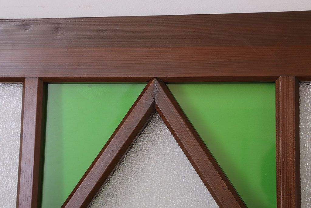 大正ロマン　色ガラス・ダイヤガラス入り!古い木製のドア