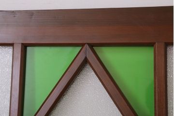 大正ロマン　色ガラス・ダイヤガラス入り!古い木製のドア