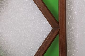 大正ロマン　色ガラス・ダイヤガラス入り!古い木製のドア