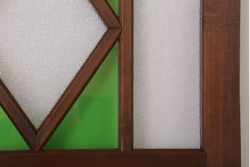 大正ロマン　色ガラス・ダイヤガラス入り!古い木製のドア