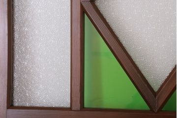 大正ロマン　色ガラス・ダイヤガラス入り!古い木製のドア