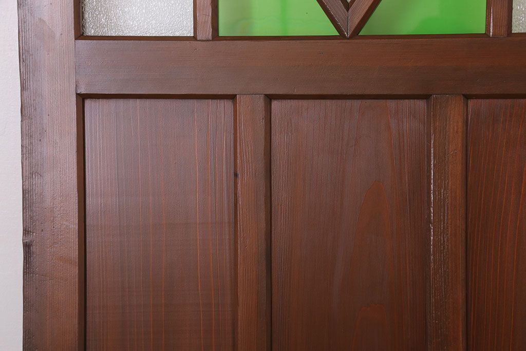 大正ロマン　色ガラス・ダイヤガラス入り!古い木製のドア