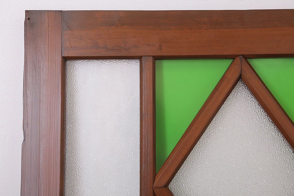 大正ロマン　色ガラス・ダイヤガラス入り!古い木製のドア