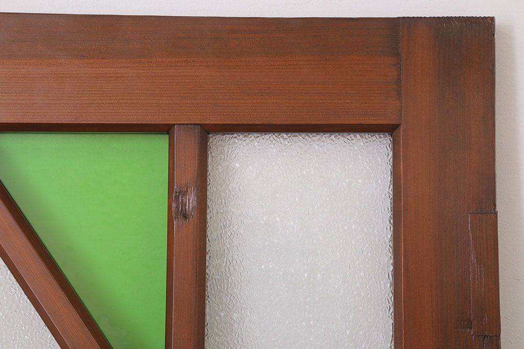 大正ロマン　色ガラス・ダイヤガラス入り!古い木製のドア