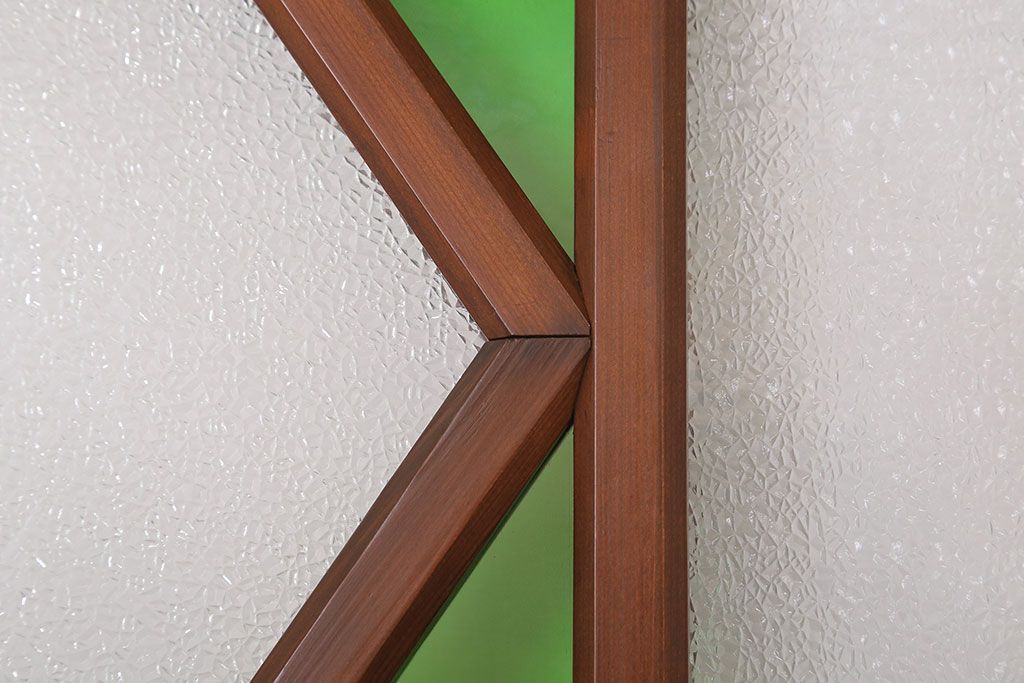 大正ロマン　色ガラス・ダイヤガラス入り!古い木製のドア