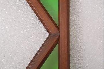 大正ロマン　色ガラス・ダイヤガラス入り!古い木製のドア