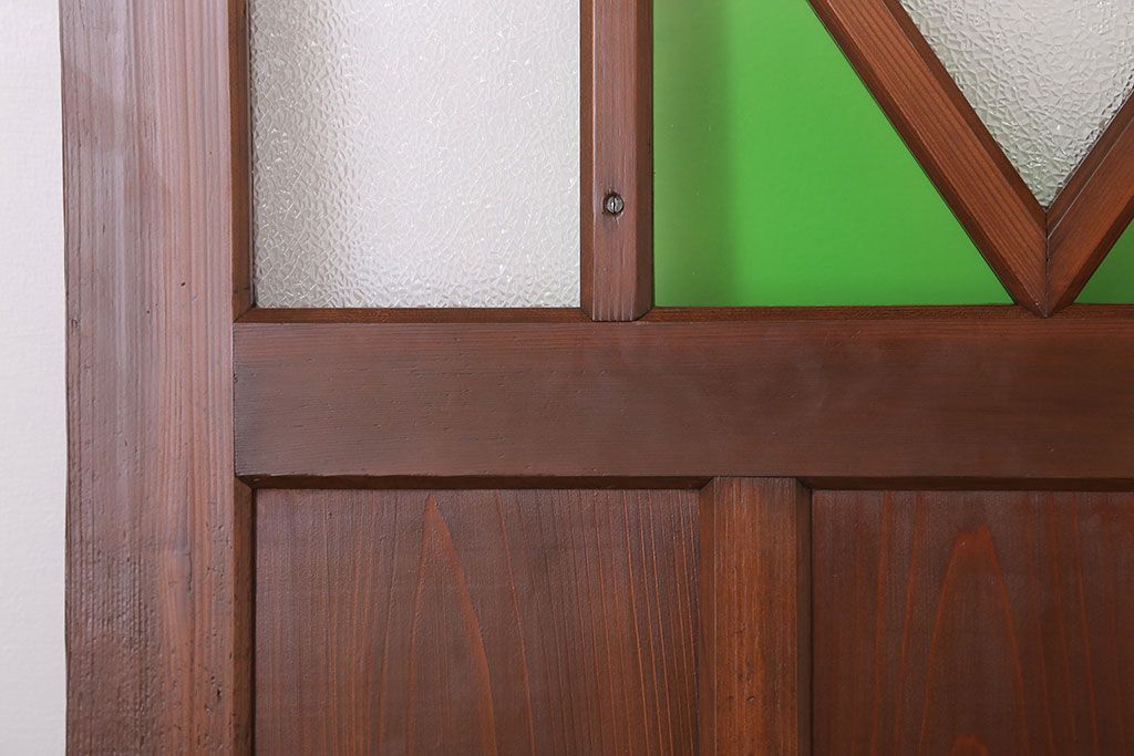 大正ロマン　色ガラス・ダイヤガラス入り!古い木製のドア